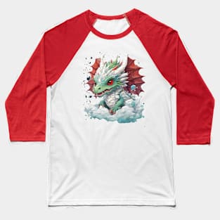 A cute dragon is smiling and sitting on the cloud Baseball T-Shirt